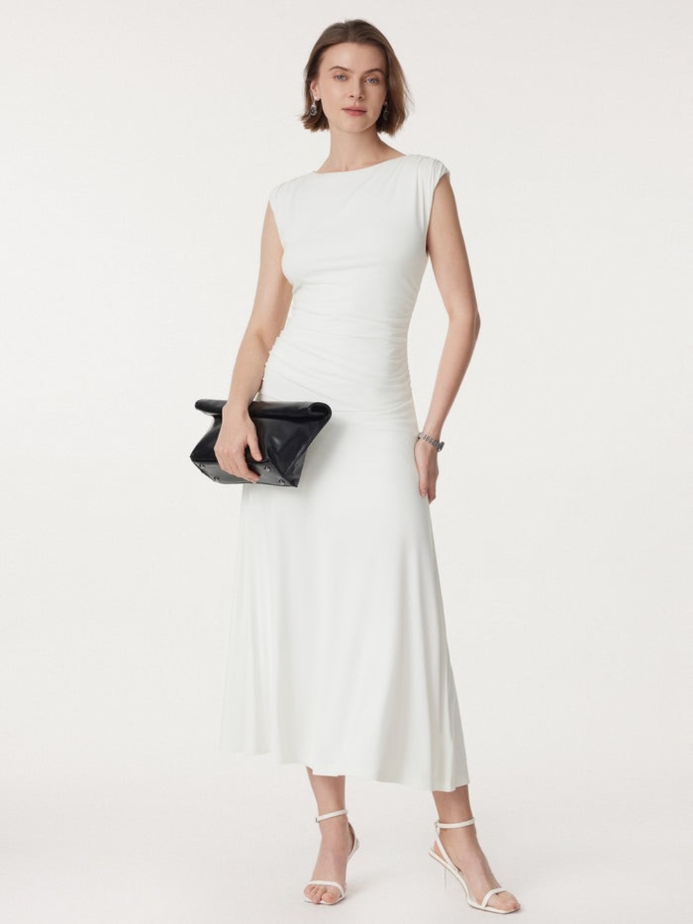 OGL Breezy Cooling Side Ruched Maxi Dress in White size Medium. New with tag